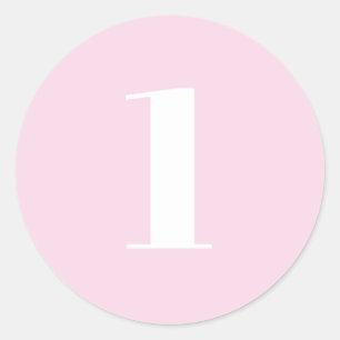 Sticker Rond Numéro personnalisé moderne, date, rose clair