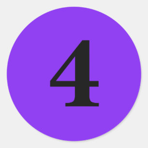 Sticker Rond Numéro Quatre planification simple 4 violet noir