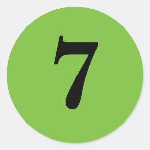 Sticker Rond Numéro sept planification simple 7 vert noir