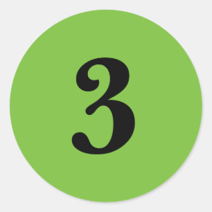 Sticker Rond Numéro Trois planification simple 3 vert noir