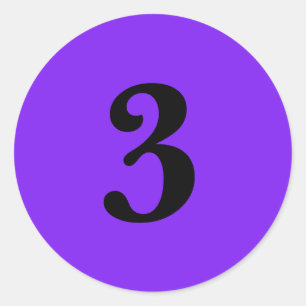 Sticker Rond Numéro Trois planification simple 3 violet noir