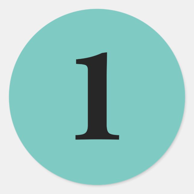 Sticker Rond Numéro Un fournit simple 1 aqua noir (Devant)