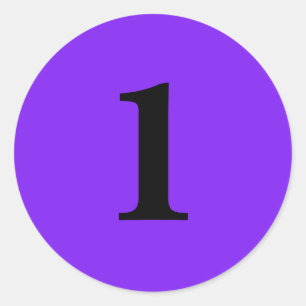 Sticker Rond Numéro Un offre simple 1 violet noir