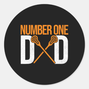 Sticker Rond Numéro Un Papa Laxeur Père Lacrosse Stick La