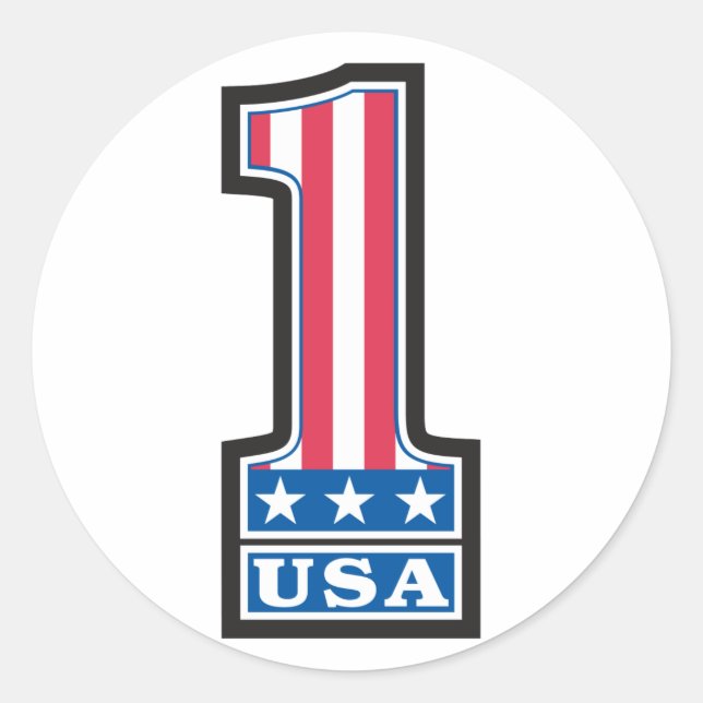 Sticker Rond Numéro un USA (Devant)