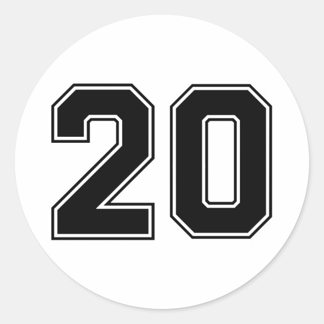 Sticker Rond Numéro Vingt-20 Police Sport (Devant)