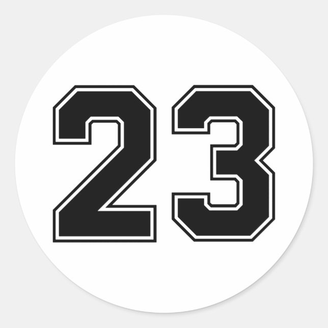 Sticker Rond Numéro Vingt-Trois 23 Police Sport (Devant)