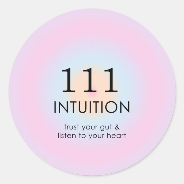 Sticker Rond Numéros d'ange Numérologie 111 Intuition (Devant)