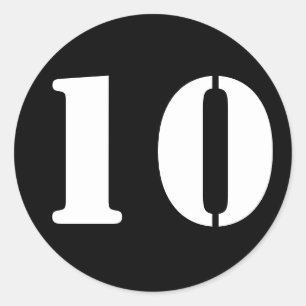 Sticker Rond Numéros de crayon par Janz Numéro 10 Dix Noir