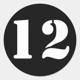 Sticker Rond Numéros de crayon par Janz Numéro 12 Douze Noir