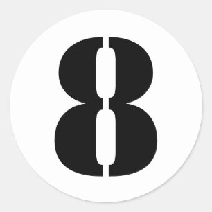 Sticker Rond Numéros de crayon par Janz Numéro 8 Huit Blanc