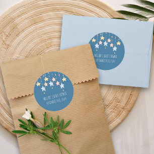 Sticker Rond Nursery Stars Blue Baby shower personnalisé