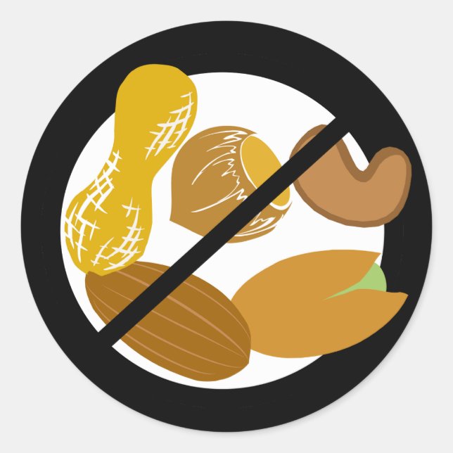 Sticker Rond Nut Arbre d'arachide sans l'allergie noire Nut (Devant)
