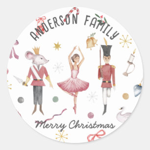 Sticker Rond Nutcracker Ballet Ballerina famille Noël Cadeau