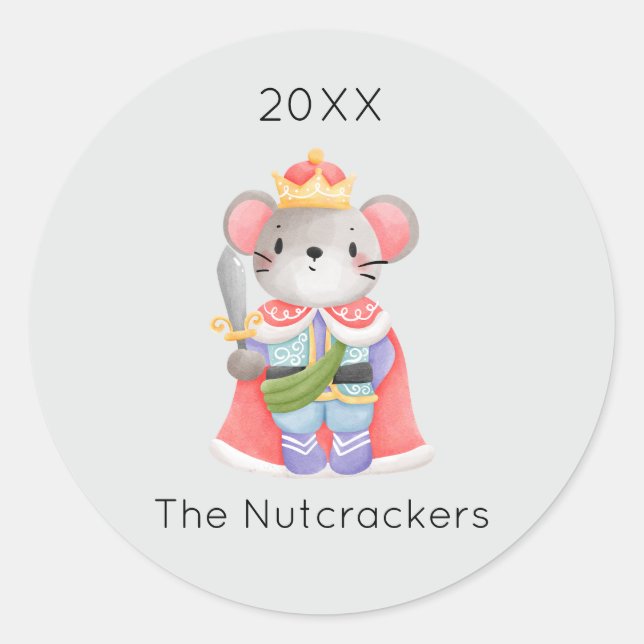 Sticker Rond Nutcracker Souris King Noël (Devant)