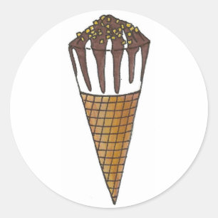 Sticker Rond Nutty Buddy Chocolate Ice Cream Cone Foin