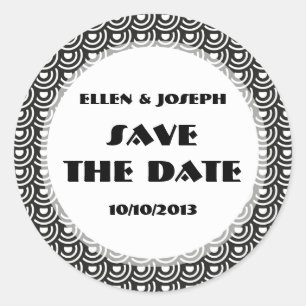 Sticker Rond NY Art Déco Metropolitan moderne noir et blanc