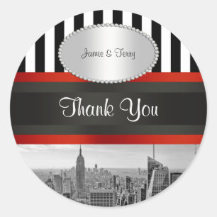Sticker Rond NYC Skyline BW ESB Black White Stripe P Favoriser