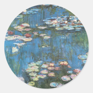 Sticker Rond Nymphéas par Claude Monet, Impressionnisme Vintage