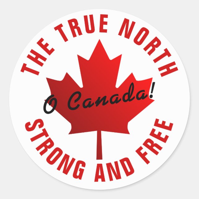 Sticker Rond O Canada ! Véritable Feuille d'érable libre et for (Devant)