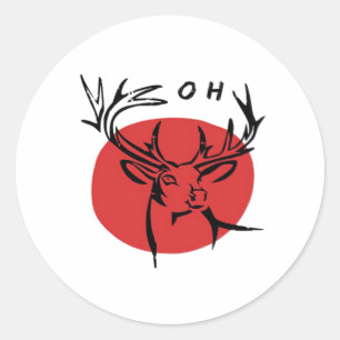 Sticker Rond O Cher O Cher Design Classique Rétro Rouge