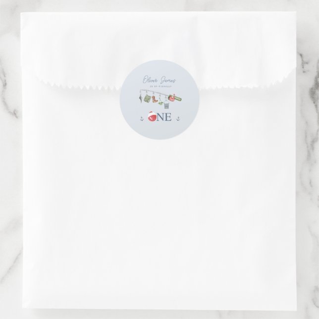 Sticker Rond O-fish-ally une pêche 1er anniversaire garçon (Sac)