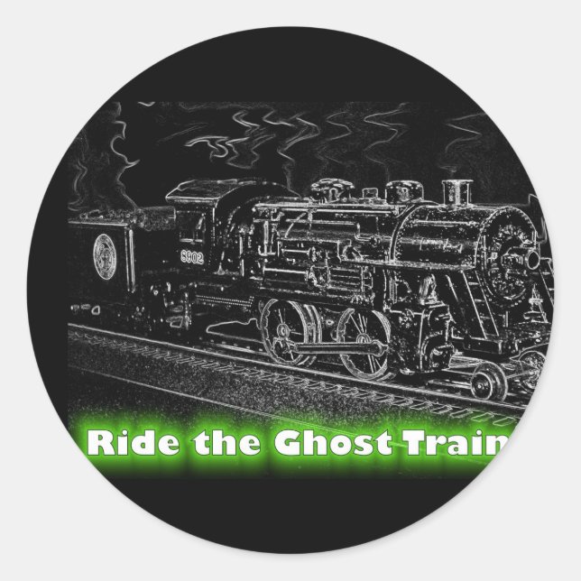 Sticker Rond O Scale Model Train - Ride the Ghost Train (Devant)