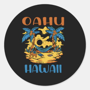 Sticker Rond Oahu Hawaii Travel