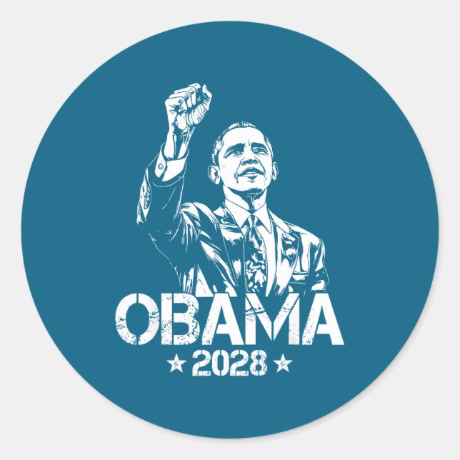 Sticker Rond Obama 2028 Let's Fix This Obama 48th President (Devant)