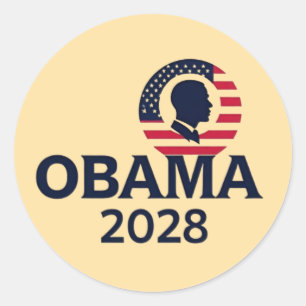 Sticker Rond Obama 2028 - Réélection de Barack Obama