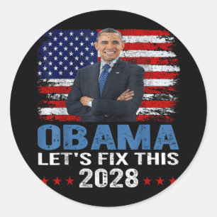 Sticker Rond Obama 2028 Réparons ce 7