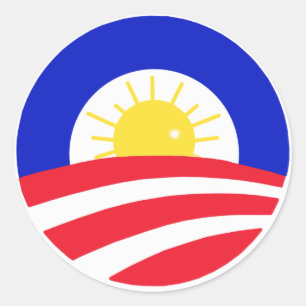 Sticker Rond Obama arrive au soleil