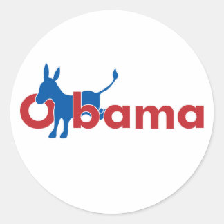 Sticker Rond Obama Blue Donkey - contour blanc