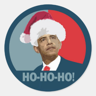 Sticker Rond Obama Christmas Ho Ho Ho