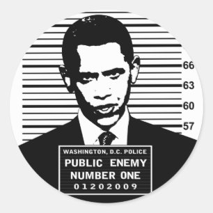 Sticker Rond Obama - ennemi public numéro un