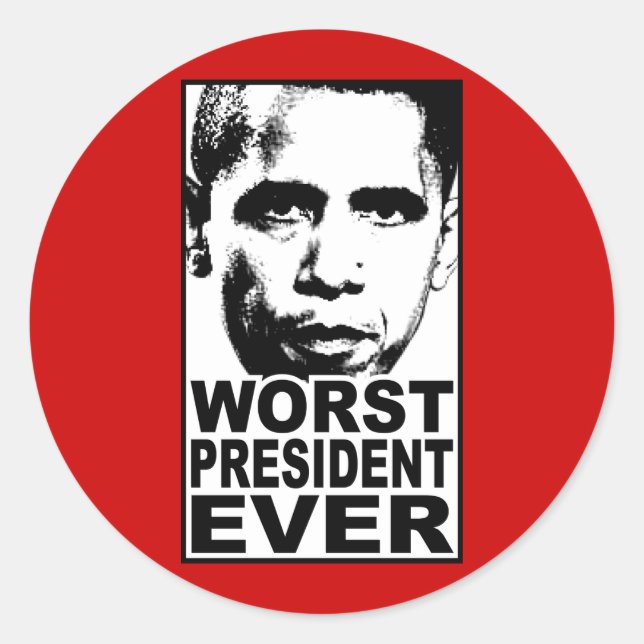 Sticker Rond Obama est toujours le pire président (Devant)