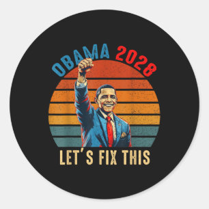 Sticker Rond Obama Reback 2028 Déclaration 0