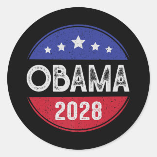 Sticker Rond Obama Retro drapeau Vintage patriotique 2028 Polit
