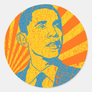 Sticker Rond Obama Vintage