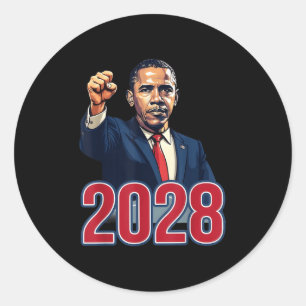 Sticker Rond Obama Vintage rétro patriotique 2028