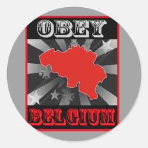 Sticker Rond Obéissez la Belgique