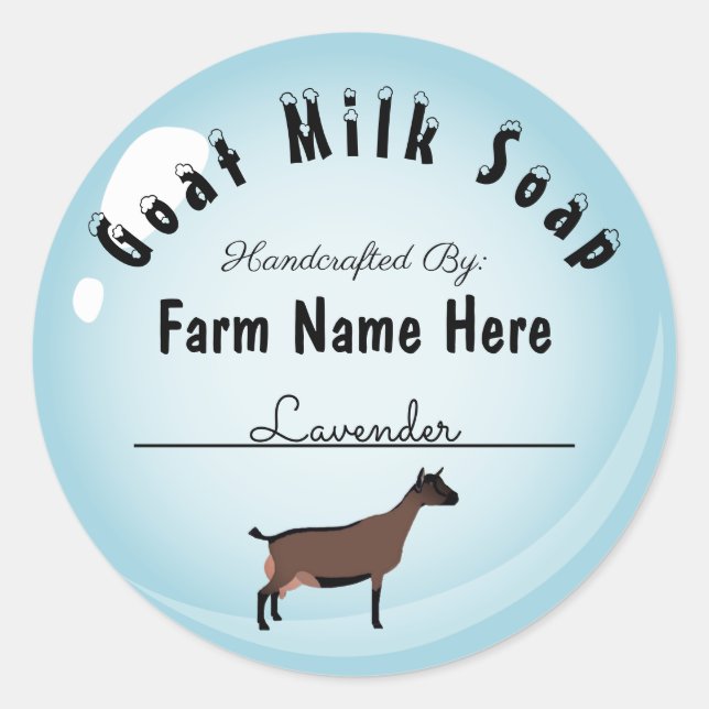 Sticker Rond Oberhasli personnalisé lait de chèvre savon bleu b (Devant)