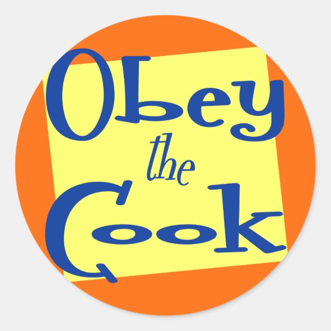Sticker Rond Obey Cook Funny Retro Kitchen dit (Devant)
