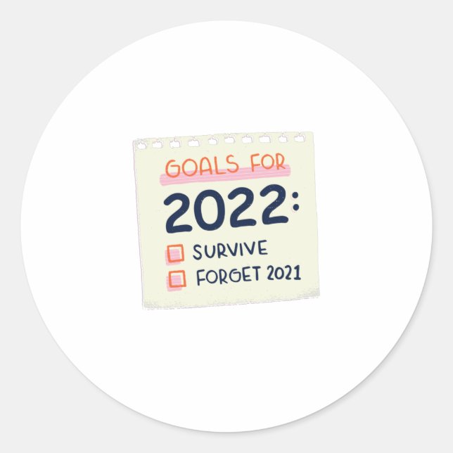 Sticker Rond Objectifs pour 2022 : Survivre, Oublier 2021 (Devant)