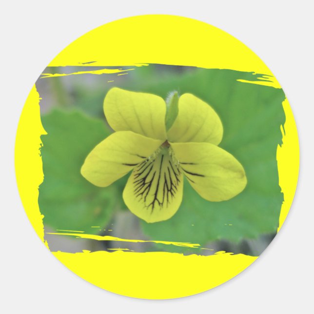 Sticker Rond Objets de coordination de violette jaune sauvage (Devant)
