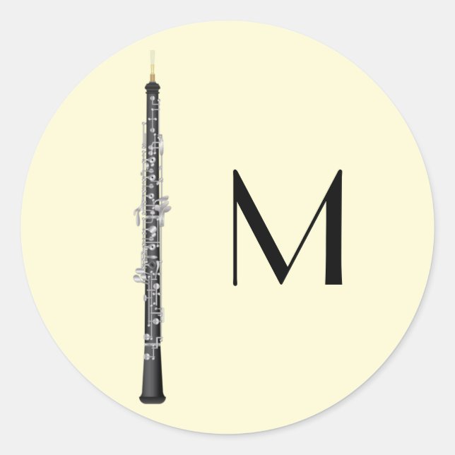 Sticker Rond Oboe Musicien professeur de musique (Devant)