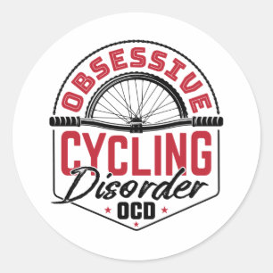 Sticker Rond Obsessionnel Cyclisme Trouble Bicycle Bicycliste