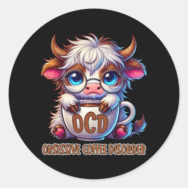 Sticker Rond Obsessive Coffee Disorder  (Devant)