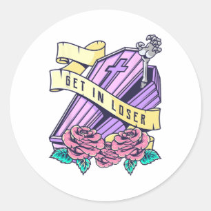 Sticker Rond Obtenez Dans Loser Coffin Pastel Goth Kawaii Hallo