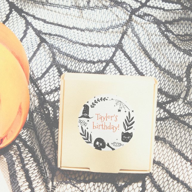 Sticker Rond Obtenons Éffrayant Halloween fête d'anniversaire F (Créateur téléchargé)